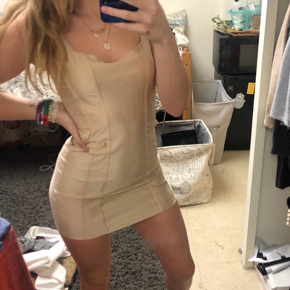 Tan/cream body con club dress